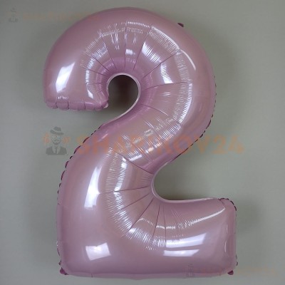Шар (40''/102 см) Цифра, 2, Розовый, Макарунс